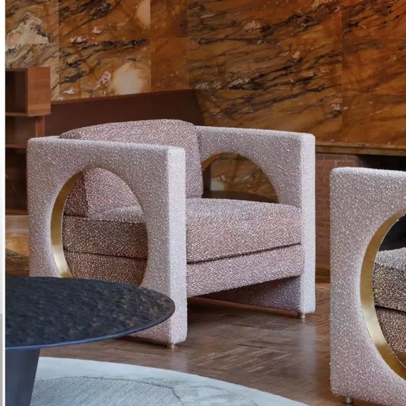 

Niche designer style, ancient light luxury fabric single sofa store living room art three-dimensional round single chair