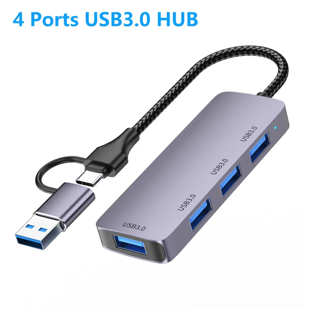 YUCUN USB3.0 HUB 3 0 4 Ports USB 3.0 Adapter 5Gbps High Speed Multi USB-C Splitter for Lenovo Macbook Pro PC Accessories USBC