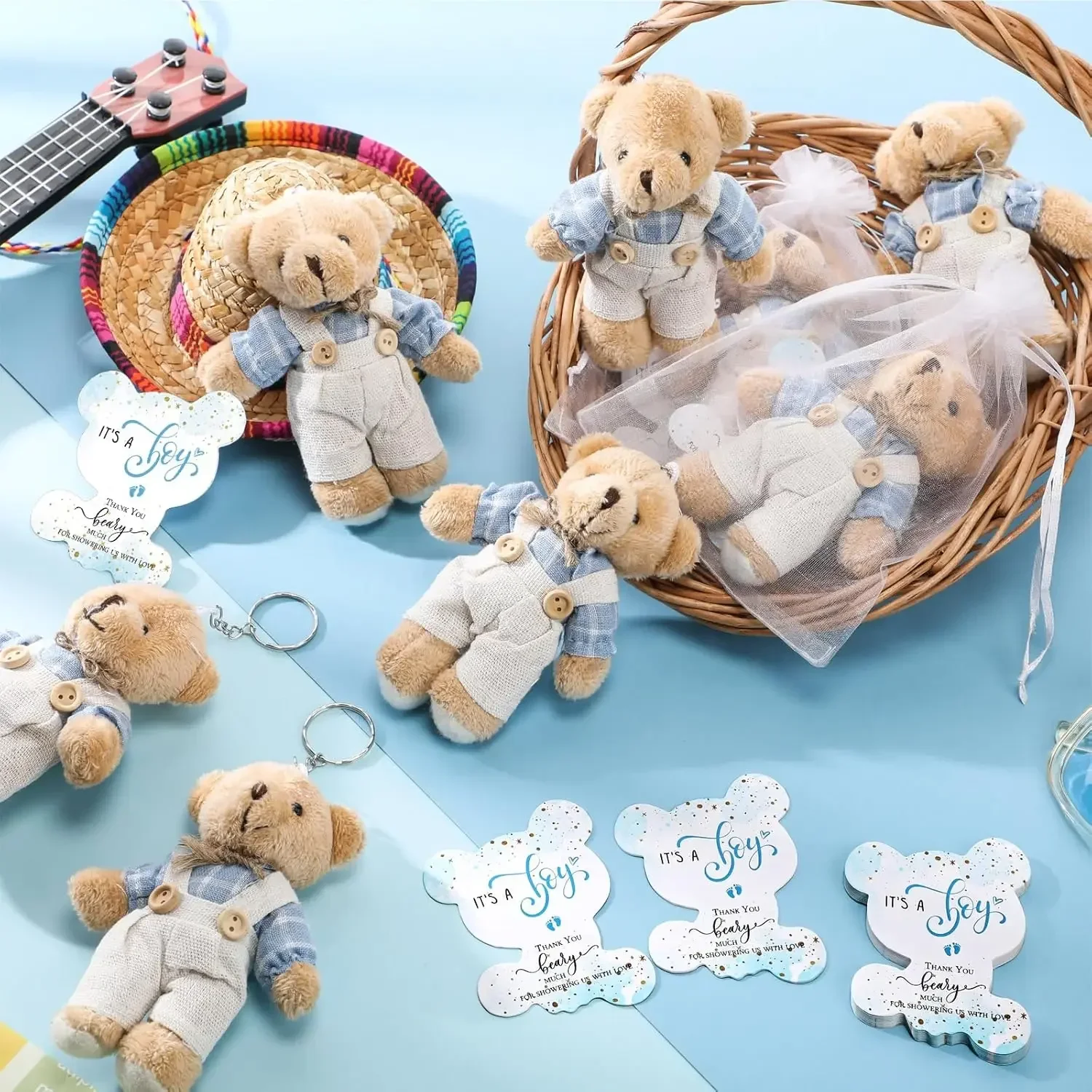 11cm Little Bear Plush Stuffed Toys Cute Wear Clothes Couple Cartoon Bear Keychain Doll Backpack Car Bag Wedding Decor Kid Gift