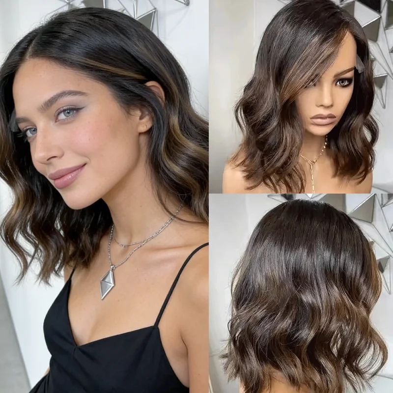 

2026 Custom Made Fashion Wigs Brown Black Blend Lace Front Wig Natural hair wigs for women Synthetic Lace Front Wig 13x4 Sale