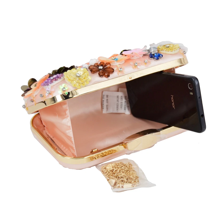 حقيبة يد نسائية مزهرة بالترتر الوردي للنساء حقيبة يد أنيقة للحفلات المسائية/الحفلة الراقصة/الزفاف/الليل