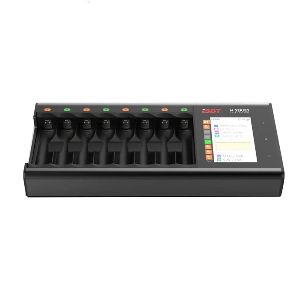 ISDT N8 LCD Display Universal Battery Charger 8-Slot Speedy Smart Battery Fast Charger for Rechargeable Batteries AA AAA Li-lon