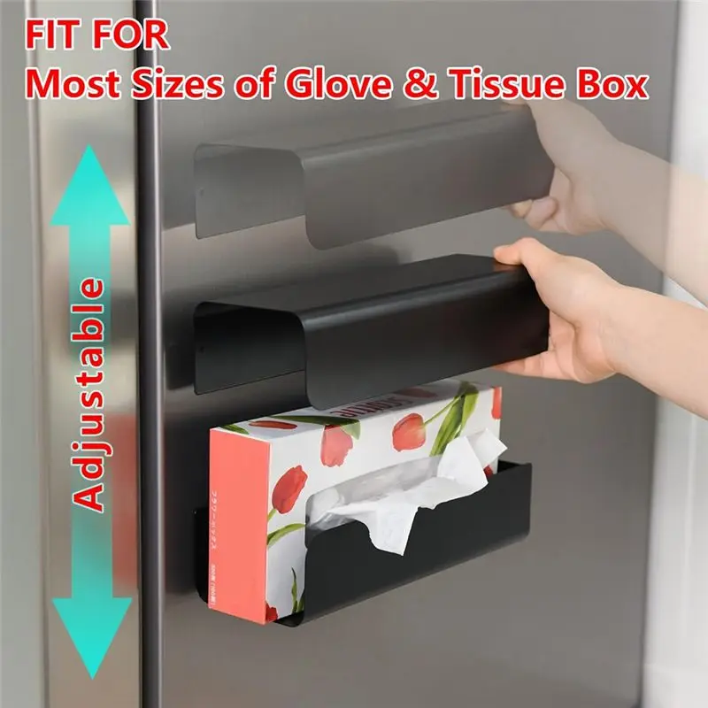 Magnetic Glove Tissue Dispenser Paper Towel Holder Wall Mount Fridge Holder For Wipes, Napkin, Bathroom Organizer - view 2