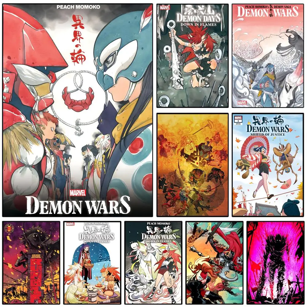 D-Demon Wars D-Down In Flames Poster Wall Poster Self-adhesive Waterproof for Bedroom/e-sports Room Family Life Pet Anime