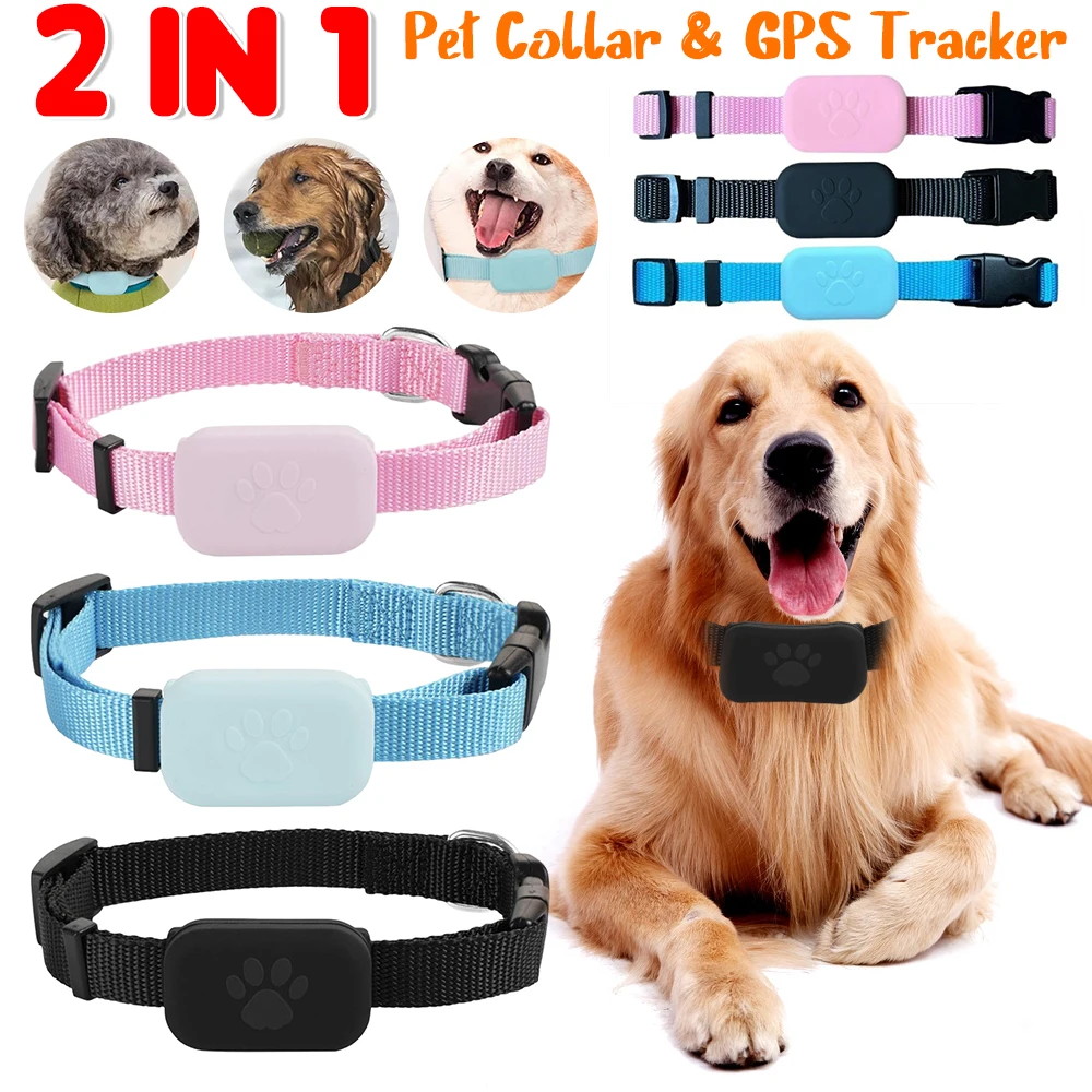 Pet Collar GPS Tracker Dog & Cat Locator Waterproof Durable Silicone Collar Lost Pet Recovery No Subscription for IOS/Android