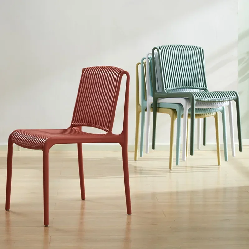 Silla de plástico con respaldo grueso para adultos, muebles frescos para ocio al aire libre, mesa de comedor y silla hueca
