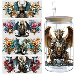 5sheets Steampunk Dragon Pattern UV DTF Cup Stickers, Waterproof Sticker Pack For Decorating Mugs, Cups, Bottles, School Supplie