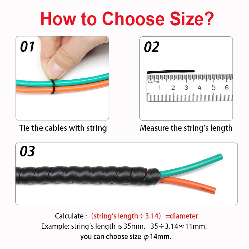 Cable Wrap Sleeve Cover Tubing Management Wire Protector Line Organizer Flexible Spiral Winding Tube Colored 8/10/12/14mm 1-10m