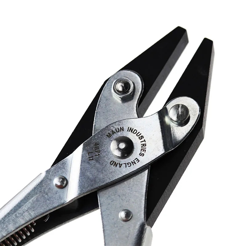 MAUN Smooth Jaw Parallel Pliers Return Spring Non‑marring Flat Nose Plier for Jewelry Wire Manipulation Craft Work