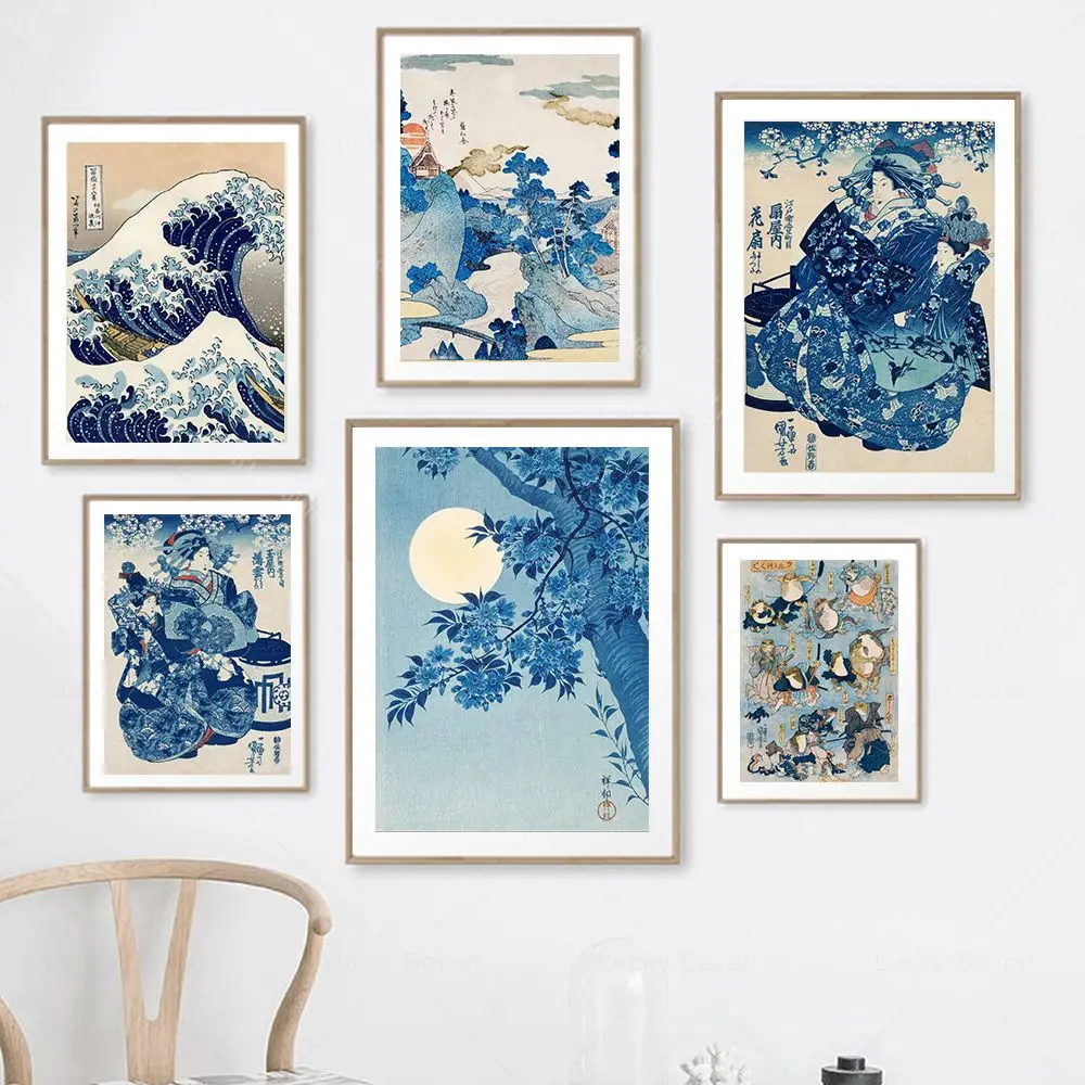 Japanese Wave Ukiyo-e Katsushika Hokusai Exhibition Print Vintage Poster Wall Art Canvas Painting Picture Living Room Home Decor