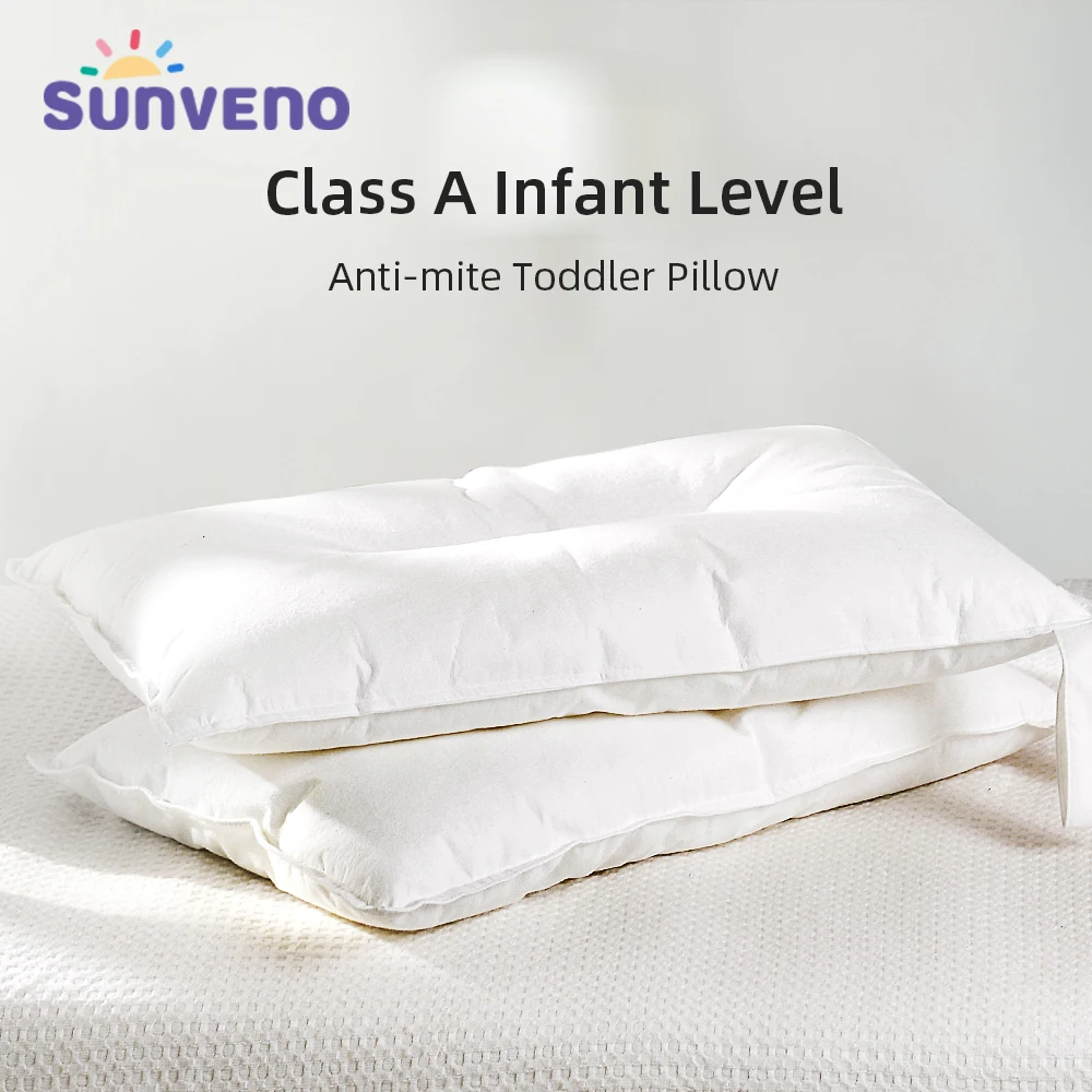 Sunveno Toddler Pillow with Pillowcase Evolon Anti-Dust Mite Pillow Soft Washable Baby Pillows for Sleeping for 1-6 years