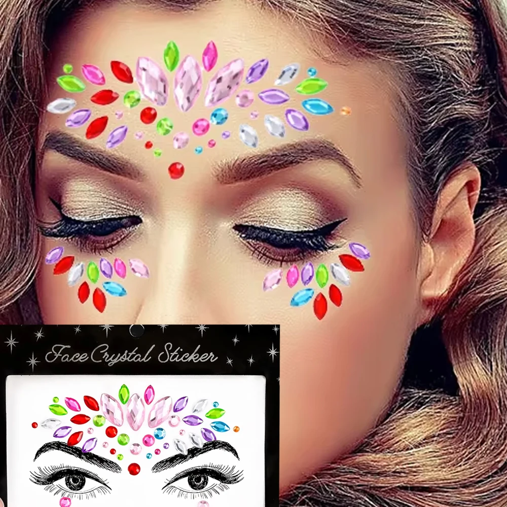 

5D красочные каплевидные стразы для лица, бриллиантовая наклейка, музыкальный фестиваль, макияж для глаз, тела, драгоценный камень, наклейка, 3D вечерние татуировки на лице, наклейки