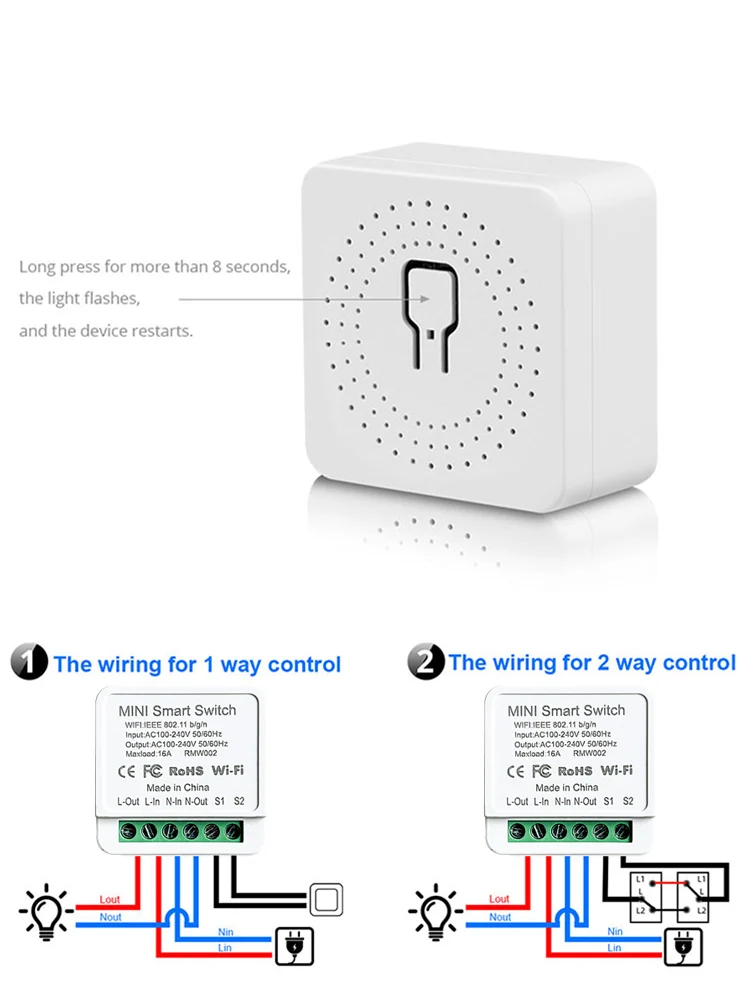 Cozylife 16A/20A WiFi Smart Switch Interruttore automatico Modulo relè Interruttore timer APP Controllo vocale Funziona con Alexa Google Home Alice