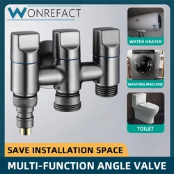 Multi-functional Valve for Toilet and Washing Machine, Copper 1-in-3-out Angle Valve, 2-out-3-way and 4-way Water Distributor