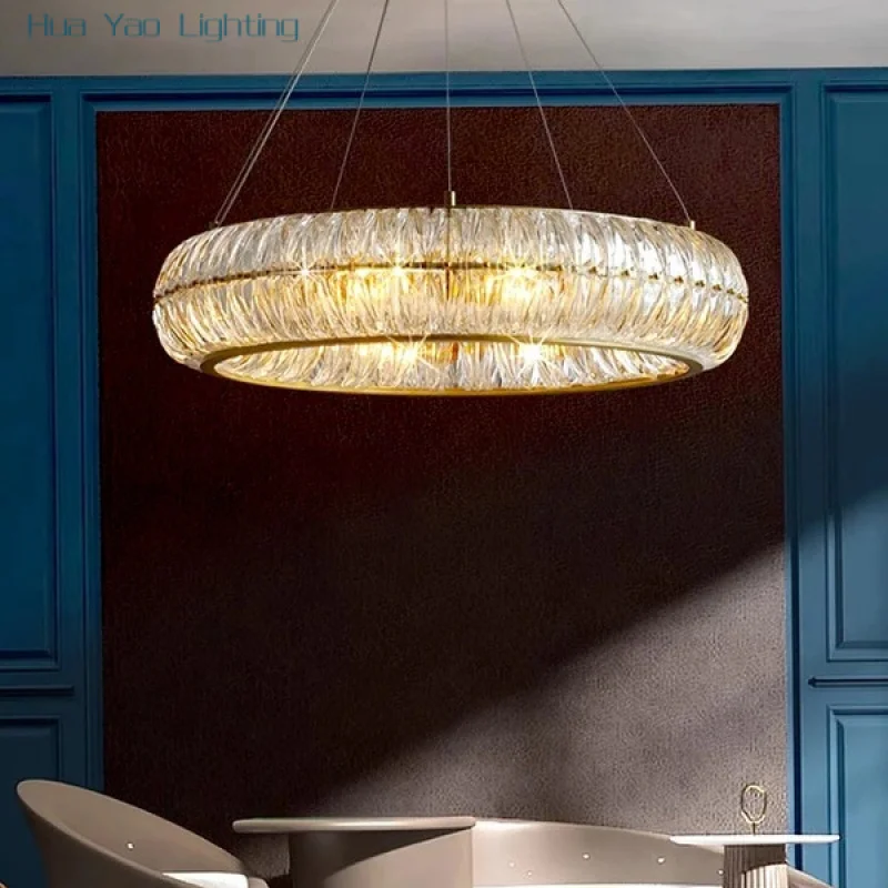 Luxury Texture Glass Round Pendant Lights LED Home Lighting Vintage Fixture Hanging Lamp for Ceiling Living Room Decor Lustres