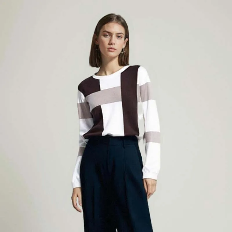 

Хлопковый клетчатый свитер контрастного цвета, пуловеры, базовые вязаные топы