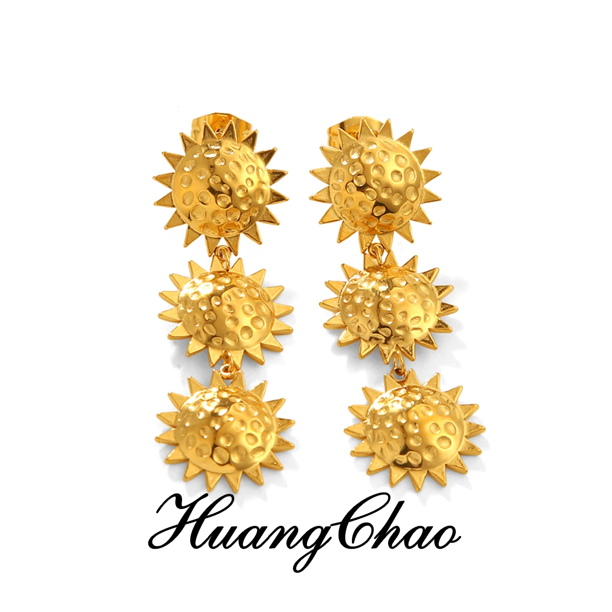 

2024NEW Sunflower Stainless Steel earrings, Delicate Metal Texture, Geometric Design, Women's Trendy And Versatile Accessories