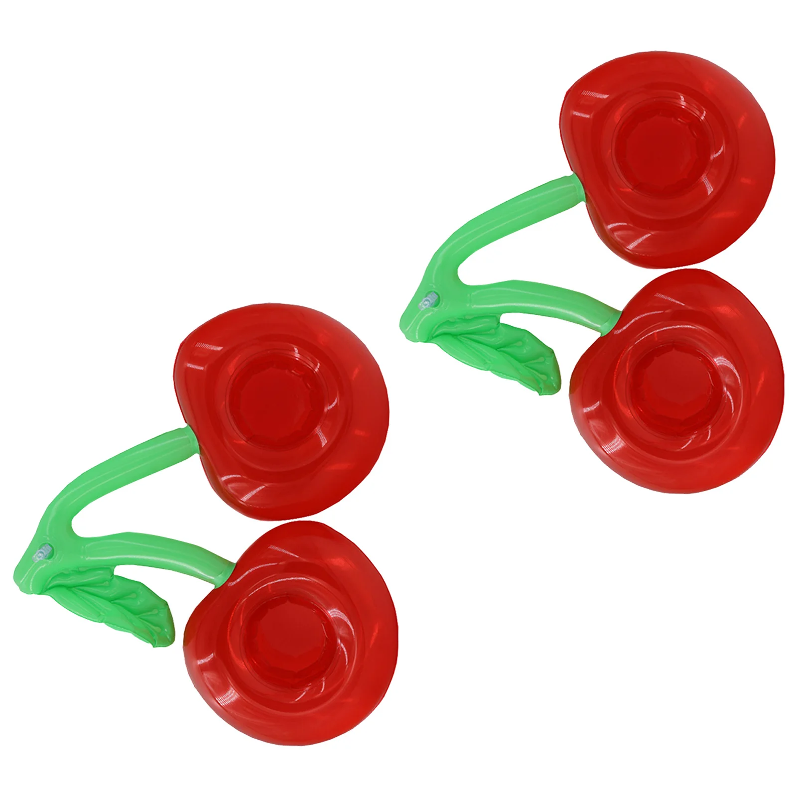 

2pcs Inflatable Cherry Double Mouth Premium Pvc Durable Floating Drink Holder For Pool Beach Party Outdoor Water Use