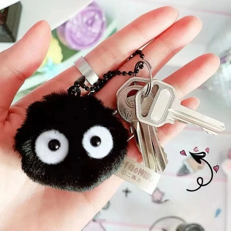 2/4/8PCS Schwarz Elfen Haustier Spielzeug Schlüsselanhänger Zubehör Nette Plüsch Schwarz Kohle Ball Cartoon Tasche Anhänger – Detail 12