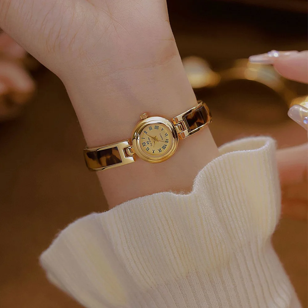 BS Amber Vintage Bracelet Quartz Watch Ladies Watches  Classic Gold Bracelet Party Dress Watch For Woman Gift Reloj Para Mujer