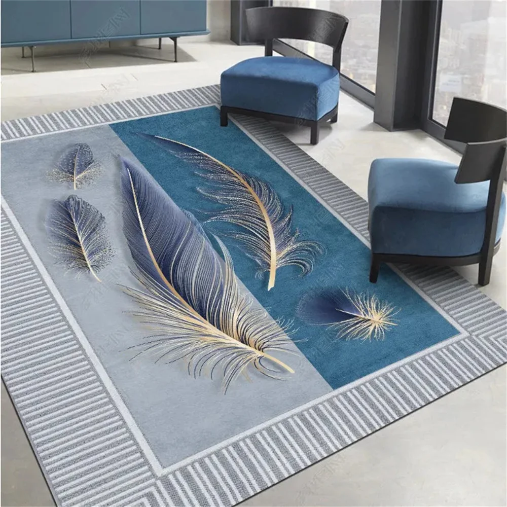 

Nordic Alfombra Feather Modern Carpet Non-Slip Mats Rectangle Area Rugs for Kids Living Room Bedroom Study Persian Style Soft