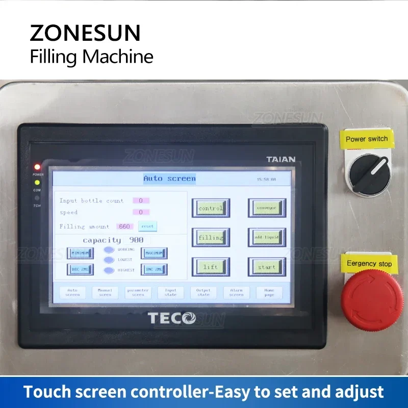 ZONESUN ZS-SV4HS 4 رؤساء مضخة المكبس المؤازرة آلة تعبئة السوائل الأوتوماتيكية للمشروبات مستحضرات التجميل الحليب تغليف المياه