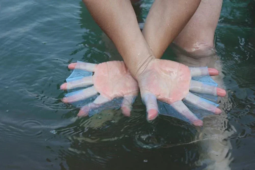 Silikon-Schwimmflossen, Flossen für Männer, Frauen und Kinder, Schwimmbad, Sport, professionelles Training, Fingerhandschuhe mit Flossen, Paddel, Ausrüstung. – Detail 13