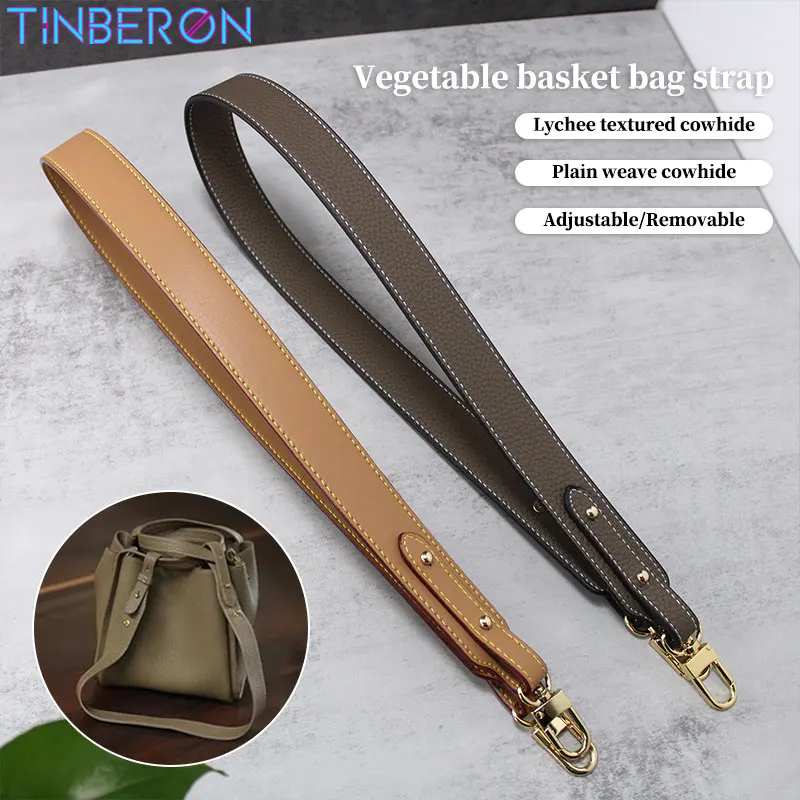 TINBERON-Correa de cuero para bolso de hombro, accesorio gris elefante, para bolso de cubo, asas de mano, correa de Color cera de miel