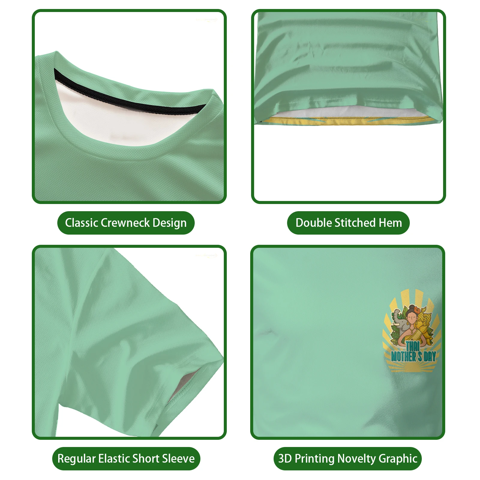 تايلاند عيد الأم HD الجرافيك تي شيرت مطبوع أمي هدية عادية لينة عالية الجودة 200gsm القطن قمصان قصيرة الأكمام فضفاضة