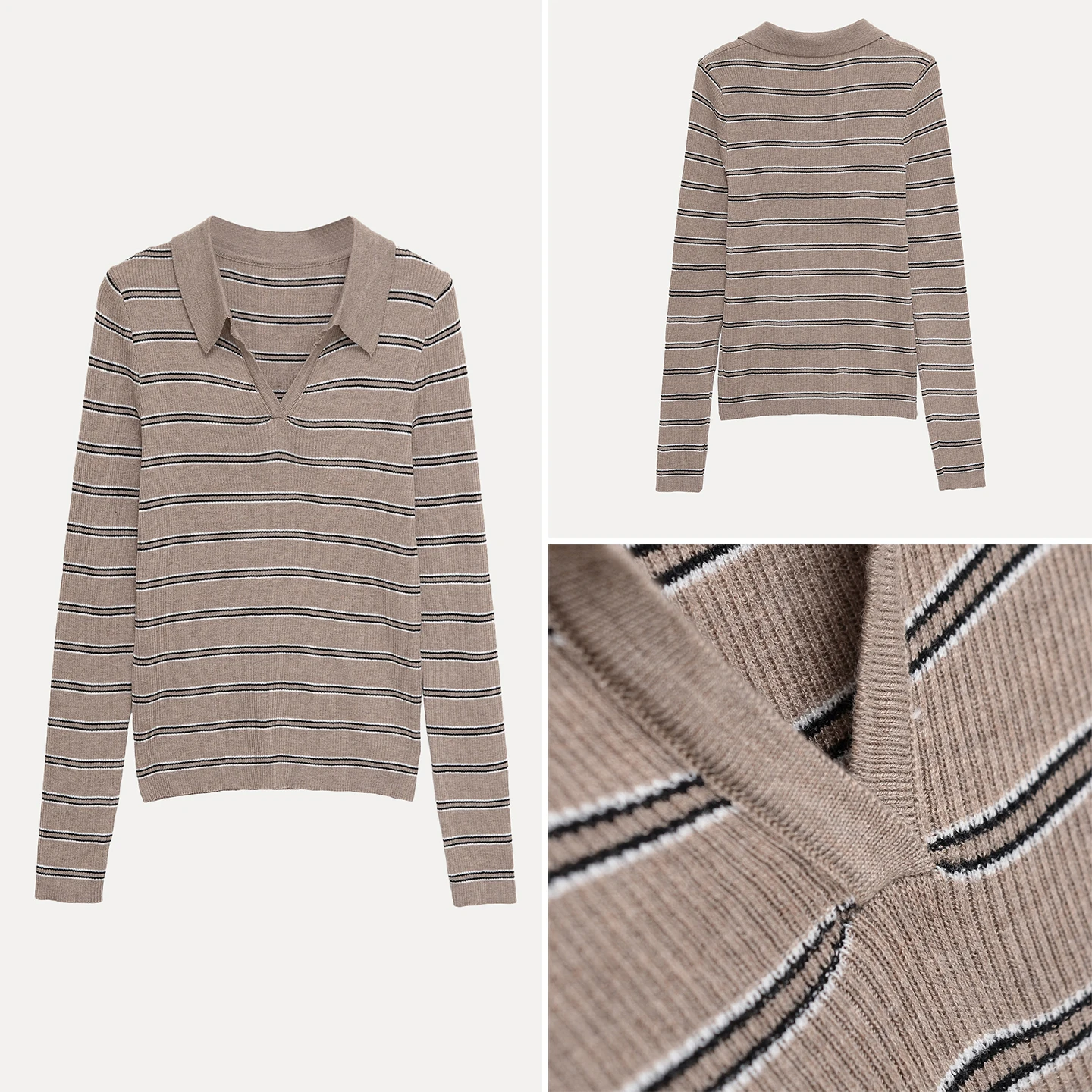 

Faionable Striped Collar Knitwear Contrast Color Personali Women's Sle Autumn 2025 New Arrival Z Regular Fit Daily...