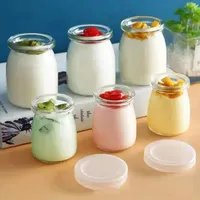 100/150/200ml Glass Pudding Bottle Yogurt Cup With Lid Creative Kameez Jelly Bottle Oven Heat Resistant Food Pudding Cup