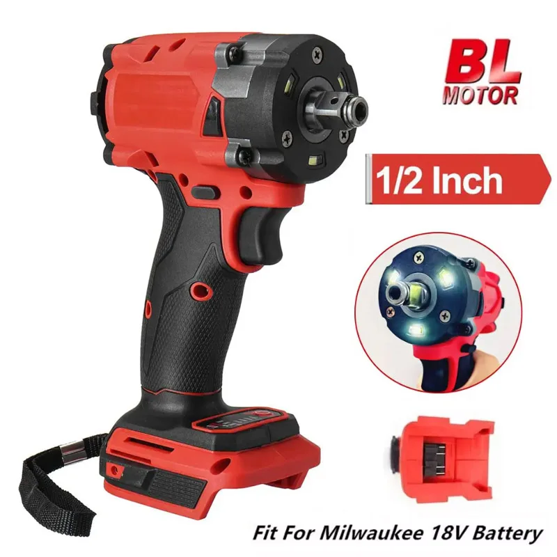 Brushless Impac Wrench 500N.m Electric Driver 1/2" Repair Cordless Screwdriver 4 Gears Power Tools for Milwaukee 18V Battery