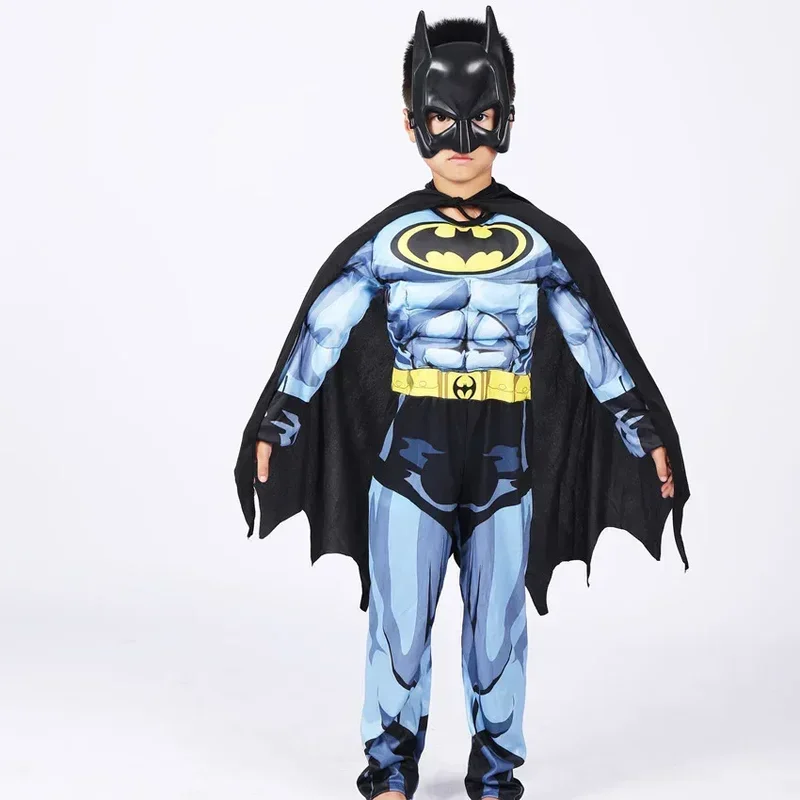 Kids Bat Cosplay Jumpsuit Hero Costume Suit with Cape Mask Men Superhero Wayne Cosplay High quality Halloween Carnival Party