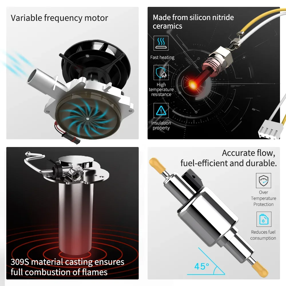 FDIK 5kw سخان الديزل الهوائي 12 فولت 24 فولت مع تطبيق بلوتوث غلاف من الألومنيوم سخان التوقف لسيارة حافلة شاحنة قارب RV #5