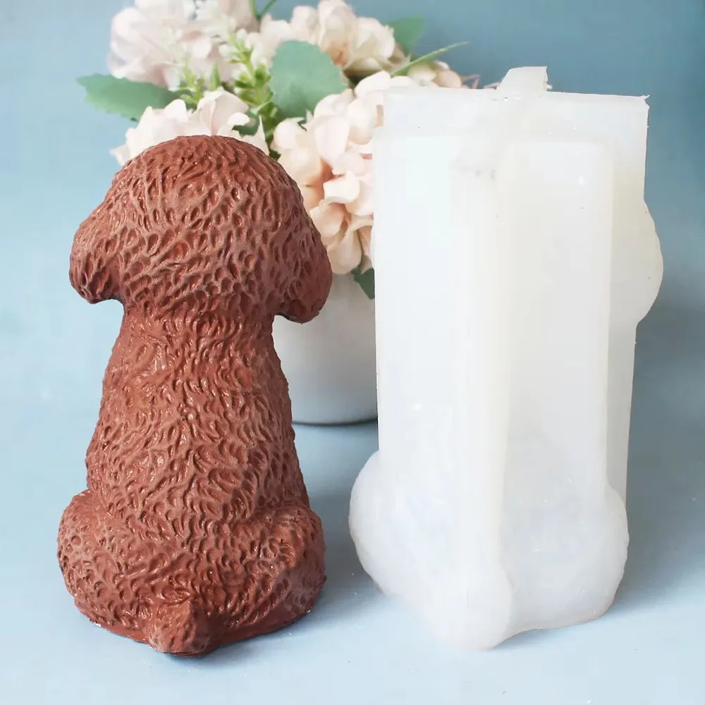 Cute Teddy Dog Animal Pinching Candle Mould Gypsum Pendant Handmade Glue Drip Puppy Silicone Mold Handicrafts Home Furnishings view 4