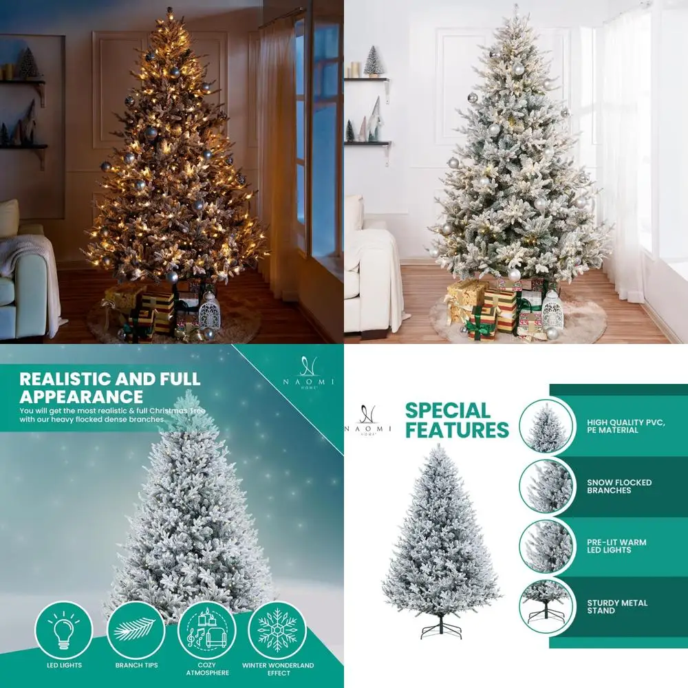 

Заснежная рождественская елка высотой 7,5 футов с подсветкой и 3266 наконечниками, 650 светодиодных фонарей, металлическая подставка, ширина 59 мм, реалистичный внешний вид