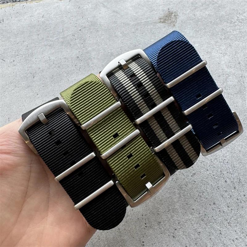 

24mm Watchband Bond Black Blue Army Military Style Fashion Sports Fabric Nylon Watch Strap Men‘s