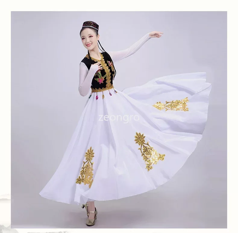 Elegante Xinjiang Tanz kostüm Kostüm weibliche erwachsene Minderheit Kostüme uyghur Bühnen performance Kleid Kleid chinesischen Volkstanz