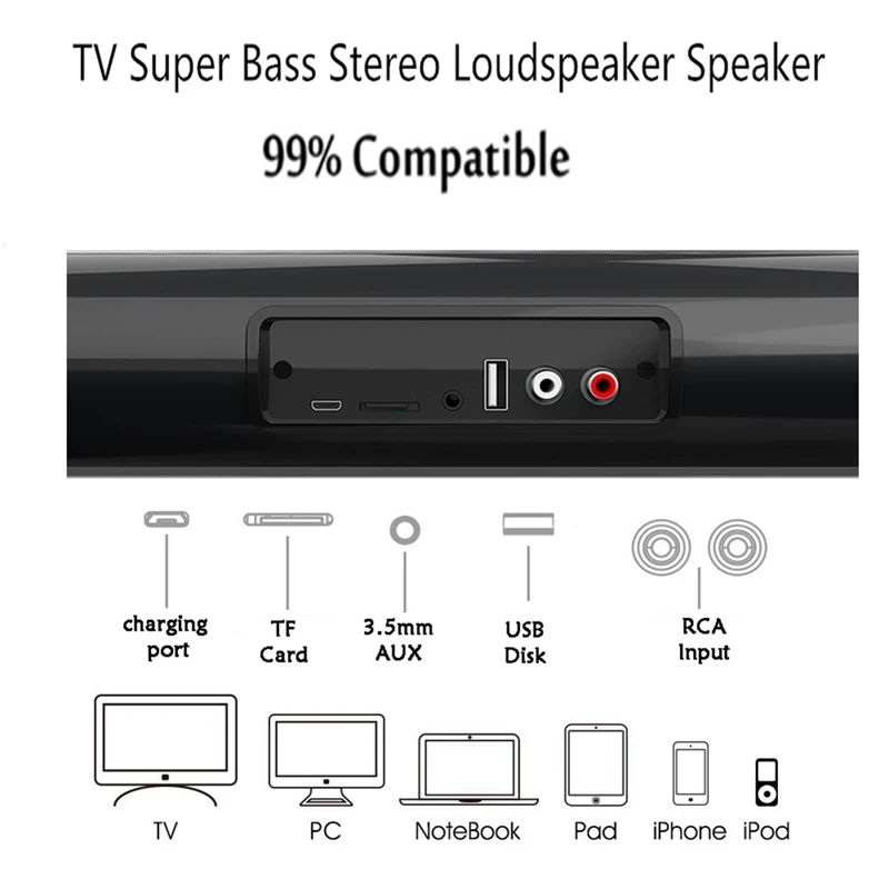 ●Wireless Bluetooth Sound Bar Speaker System Wired Wireless Surround Stereo Sound Speaker for Home Theater TV Projector-ABFB