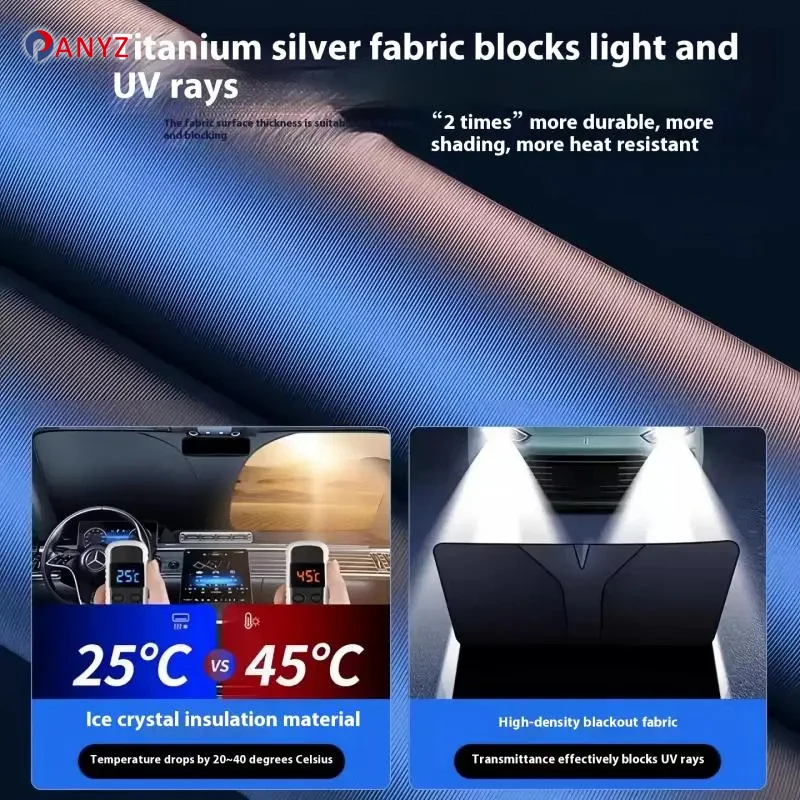 Windshield Sun Shade For Citroen C3 Sunshade Sun Visor Protector Foldable Blocks UV Rays Keep Your Car Cooler - view 6