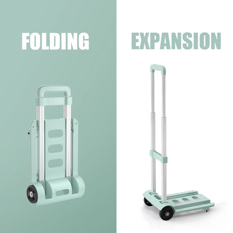 Folding Hand Truck Lightweight Dolly Foldable Luggage Cart with 2 Rotate Wheels, Utility Cart with Adjustable Handle