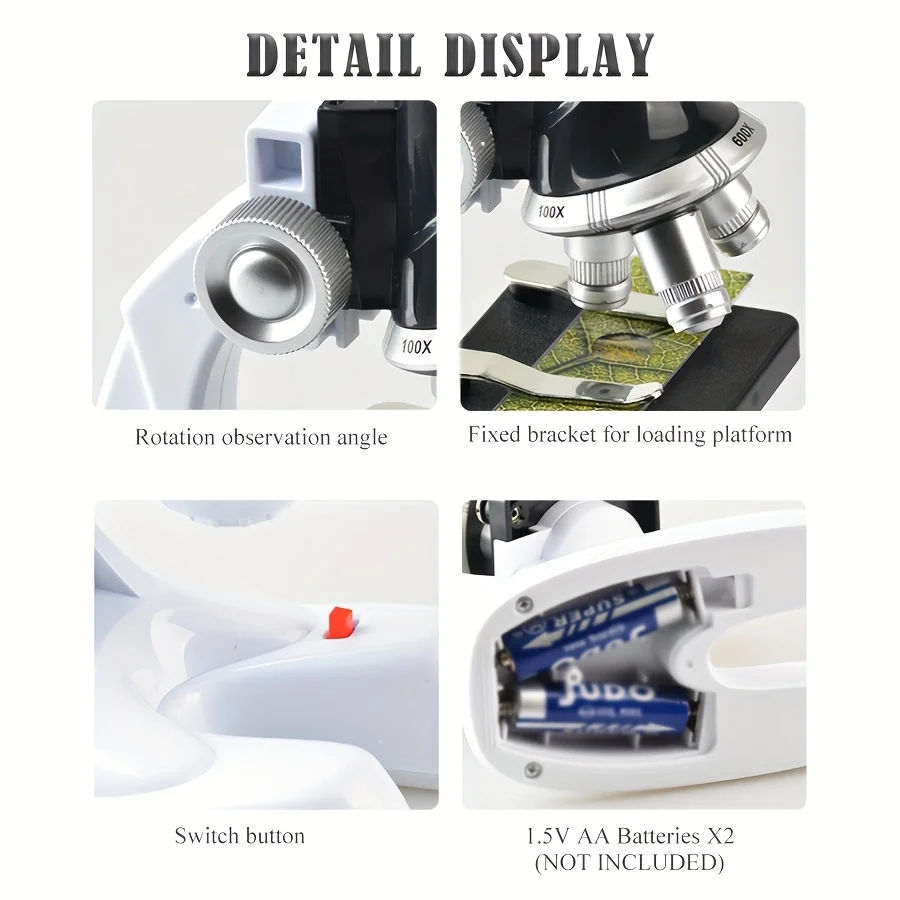 Microscope STEM Science Expriment Kit Adjustable Angle Educational Biological Observation Toy for Children view 5