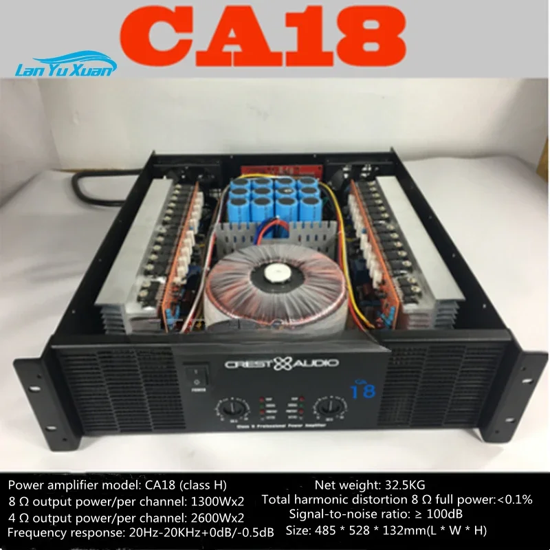 

CA18 Professional Power Amplifier Pure Power Amplifier 2channels (3U) KTV/Stage/Home Entertainment KTV 8ohm 1300W*2/4ohm 2600W*2