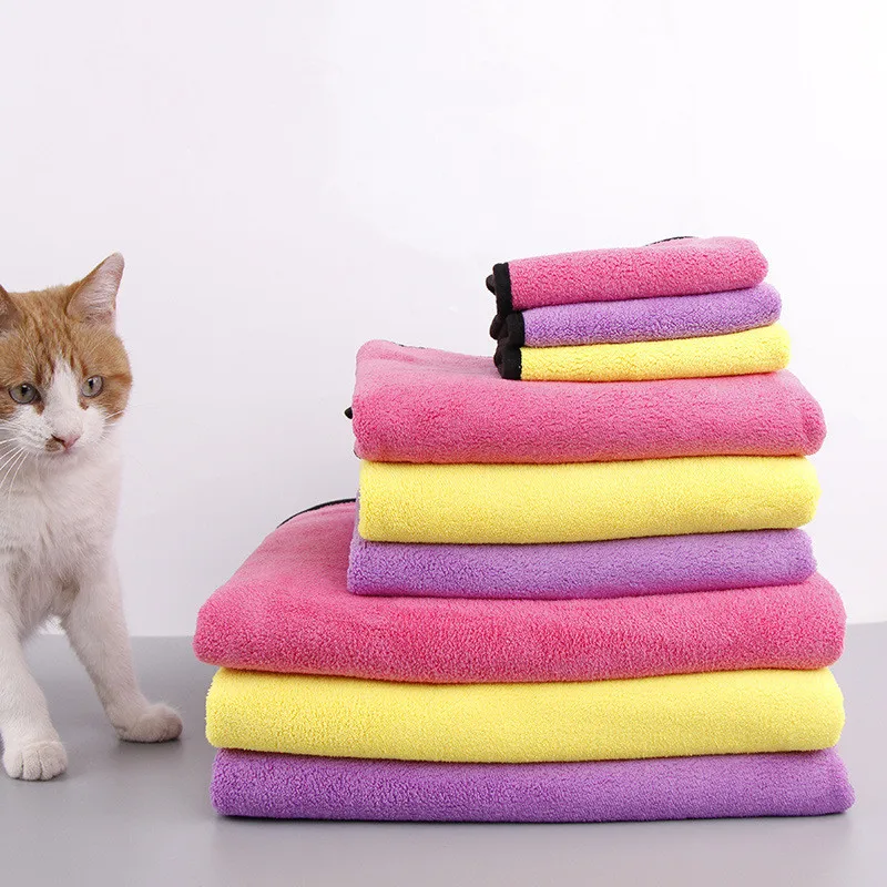 Quick-drying Pet Dog and Cat Towels Soft Fiber Towels Water-absorbent Bath Towel Convenient Pet Shop Cleaning Towel Pet Supplies