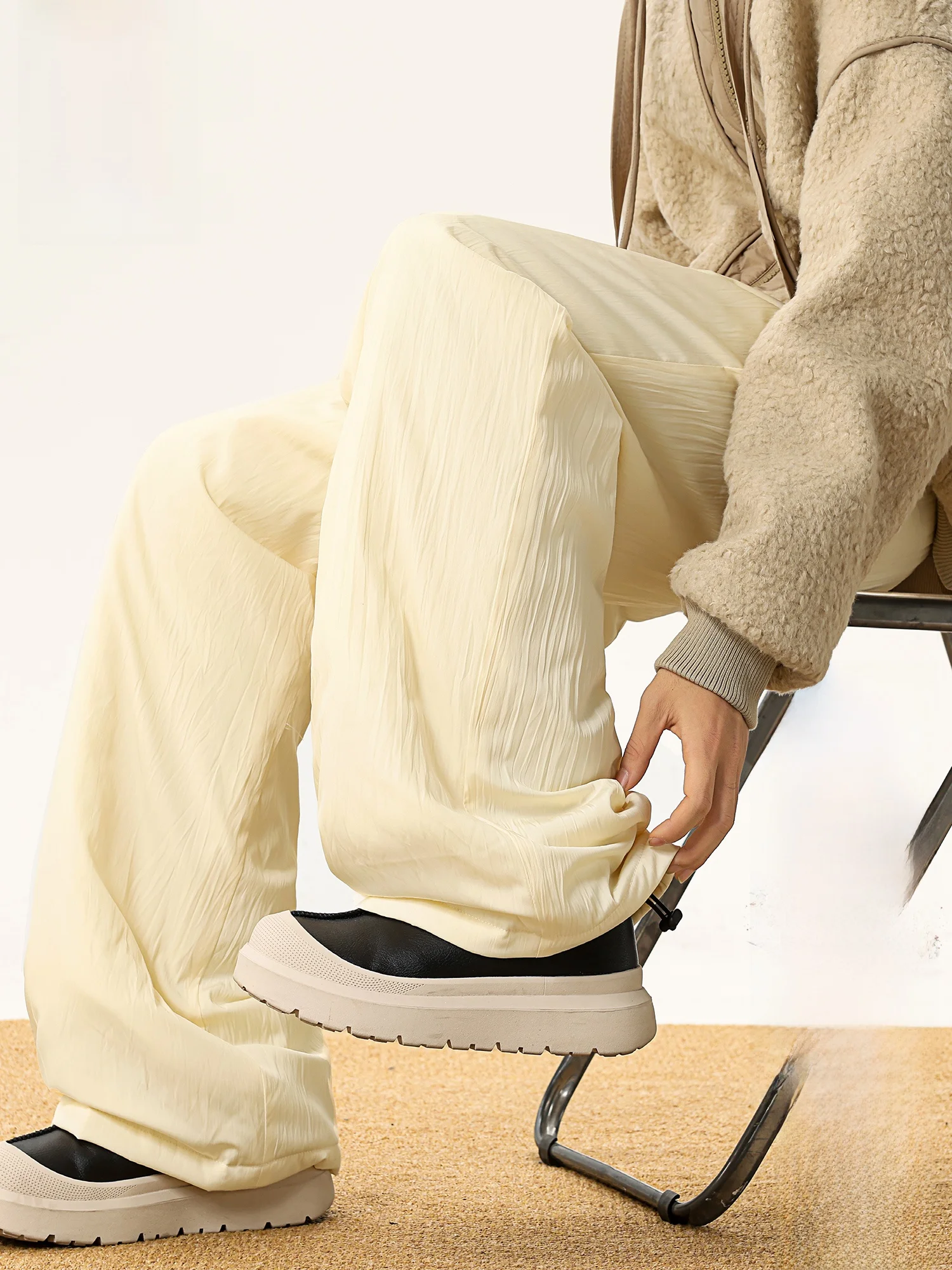 

PaulFrank Thiened Cotton Straight Leg Casual Pants Men's Spring New Loose Fit Long Trousers Simple Color Leisure Trou...