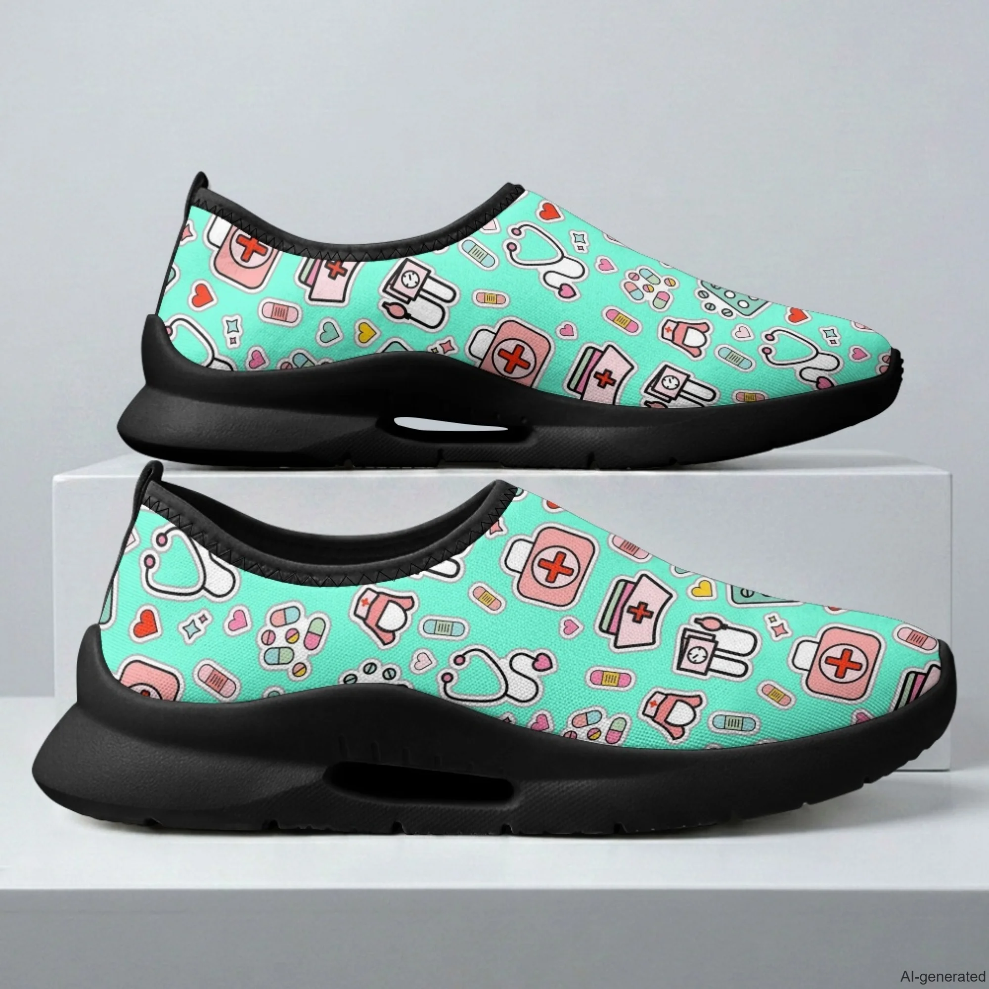 XIXIRIMIDO Male Nurse Shoes Casual Shoes Slip On Walking Shoes Ladies Walking Shoes Comfortable Medical Pattern Shoes Woman