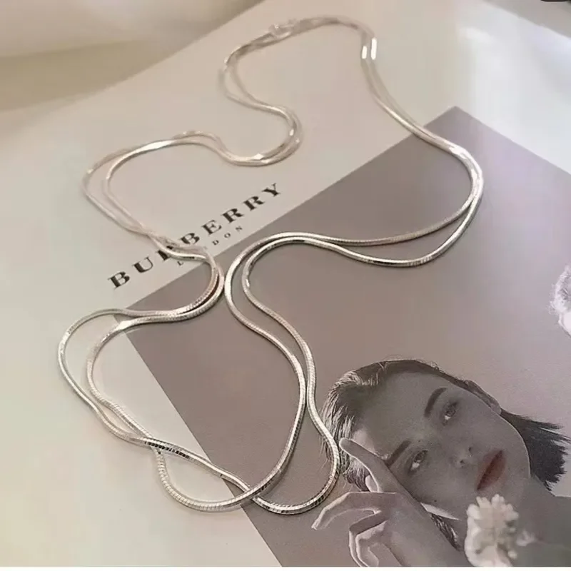European and American ins wind niche super long three-dimensional snake bone chain personalized neutral wind copper