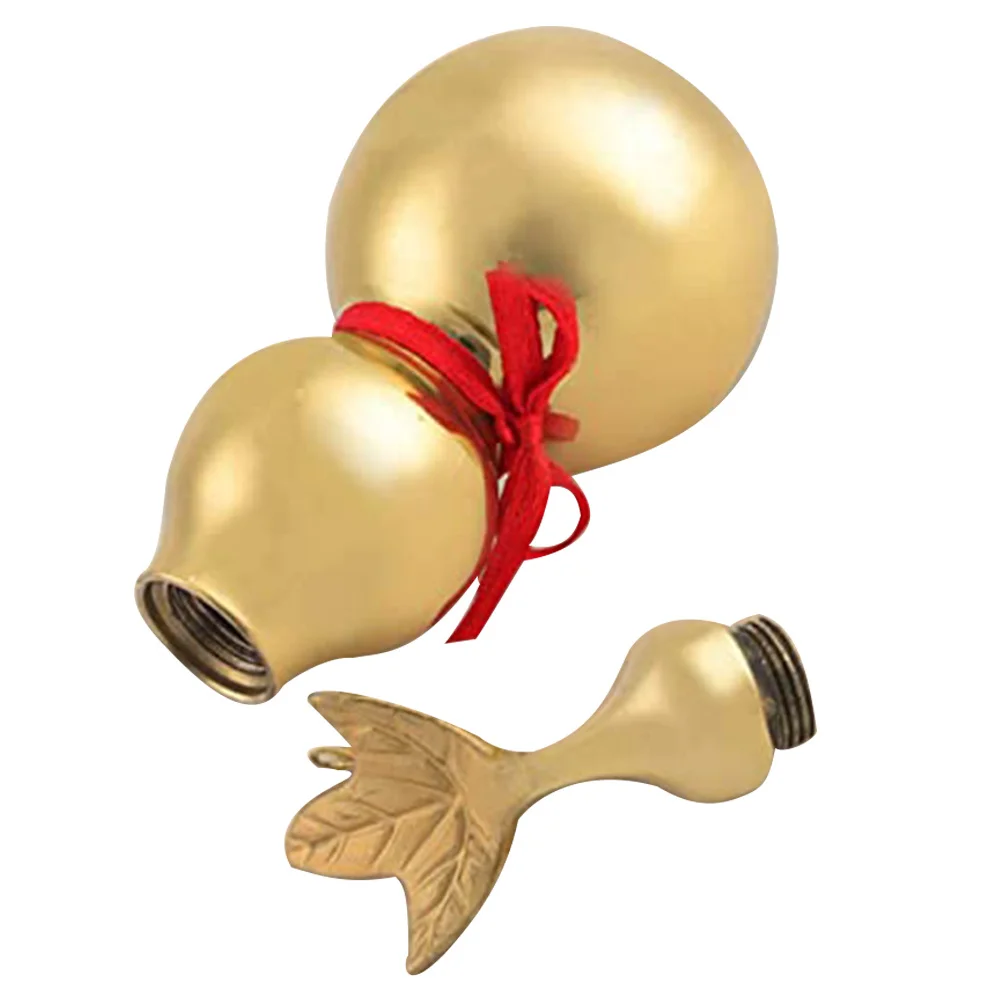 

Brass Gourd Statue Vintage Chinese Luck Ornament Home Decor Tabletop Wealth Symbol Craft Gift