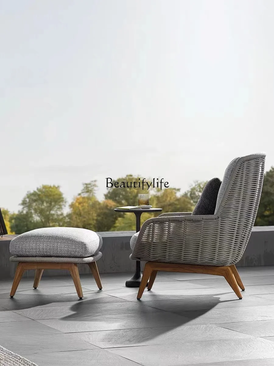 

Nordic Outdoor Sofa Villa Hotel Courtyard Rattan Chair Terrace Leisure Outdoor Teak Furniture