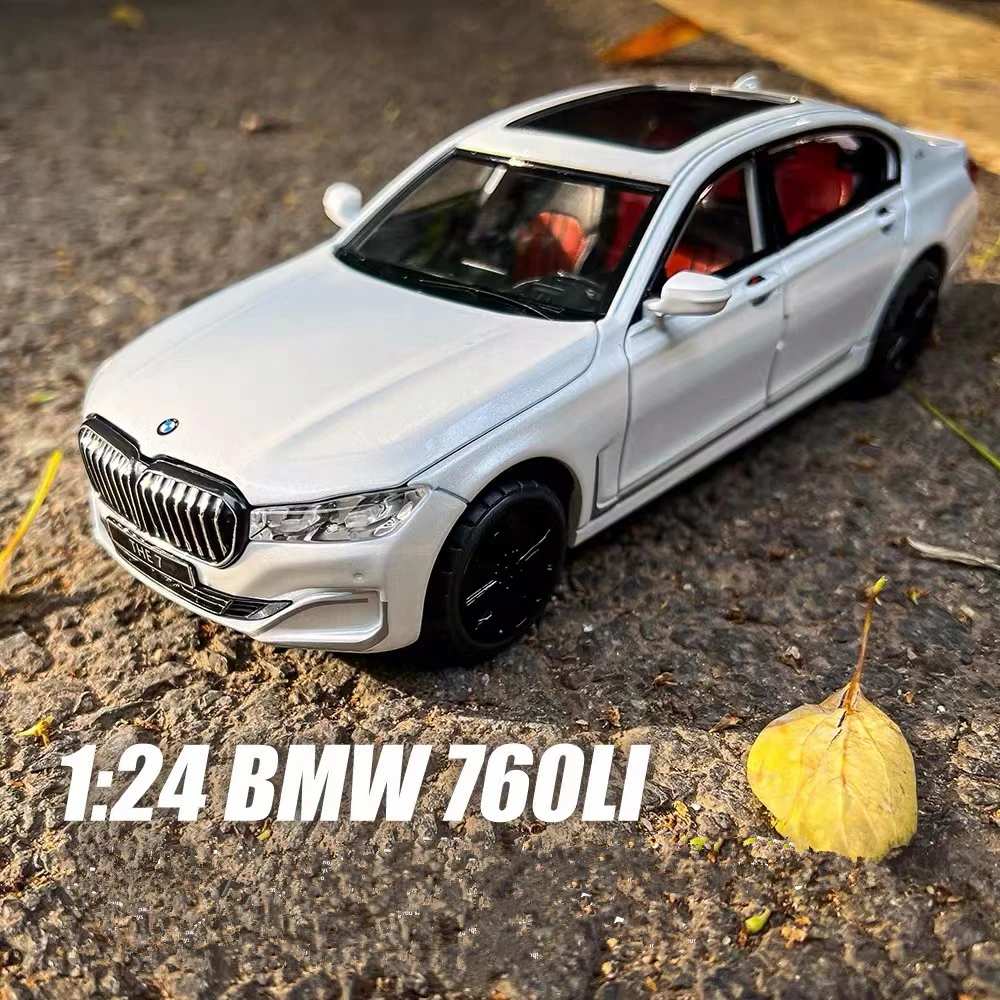 BMW 760 progression 7 Limousine Alliage Diecasts et véhicules jouets, modèle de voiture, son et lumière, nervure arrière, jouet, ornement pour enfant, cadeau, 1:24